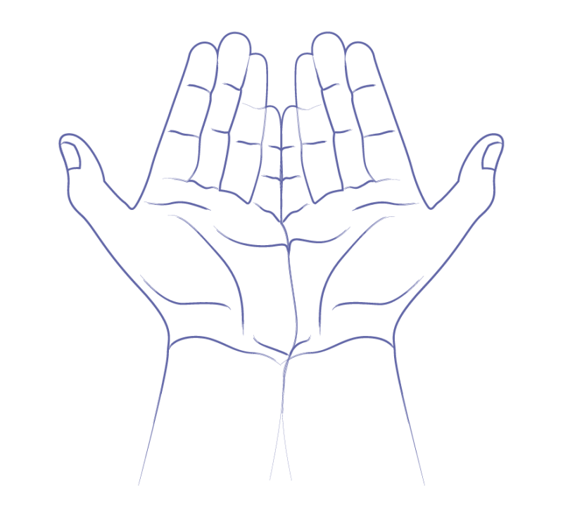 Illustration von zwei Händen als symbolische Darstellung von Verbundenheit.